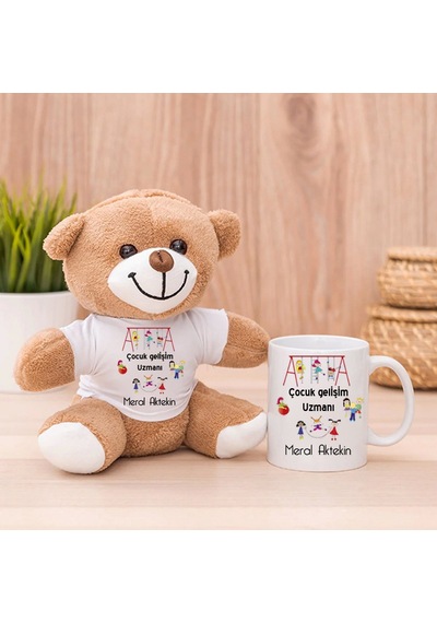 Çocuk Gelişimi Öğretmenine Hediye Peluş Ayıcık Ve Kupa Bardak