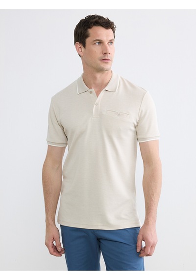 Lcwaıkıkı Classic Bej Polo Yaka Erkek Dokulu Tişört