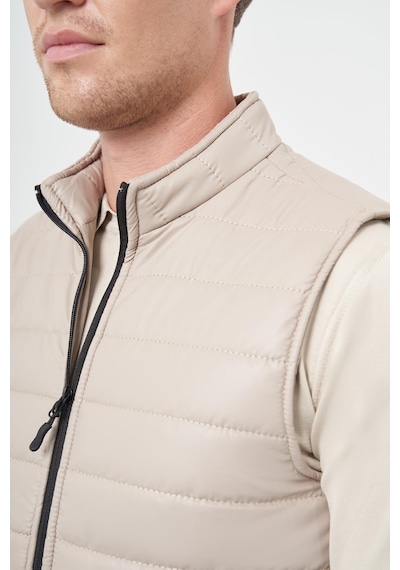 İmza Taş Rengi Kapitone Dik Yaka Düz Garnisiz-biyesiz Slim Fit Yelek 1009245151 Taş Rengi