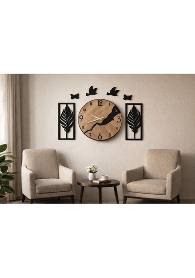 Duvar Saati 40 Cm Çiçekler 30 Cm Şık Ve Tasarım No 20037 Çok Renkli