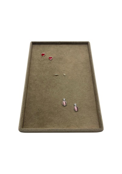 Süet Kumaş Sütlü Kahve Renk 24/17 Cm Batırmalı Piercing - Küpe Tablası