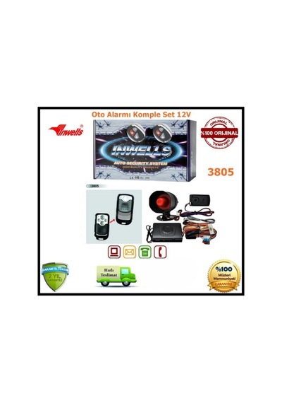 Inwells Oto Alarmı Sistemi Uzaktan Kumandalı Inwells 12V 3805