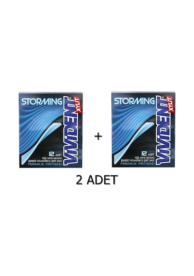 Vivident Storming Yeşil Nane Aromalı Şekersiz-tatlandırıcılı Şerit Sakız 2 x 33 G
