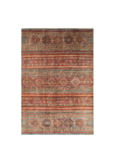 Vintage Desenli Yıkanabilir Kaymaz Taban Şönil Salon Mutfak Koridor Yolluk Halısı 105 Kırmızı Çok Renkli