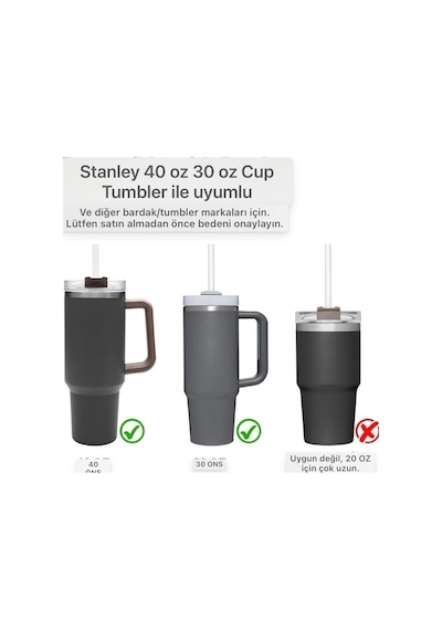 6 Adet 30 Cm Stanley Quencher Uyumlu Tritan Pipet Seti 30 Cm Tritan Pipet & Temizlik Fırçası Karışık/çok Renkli