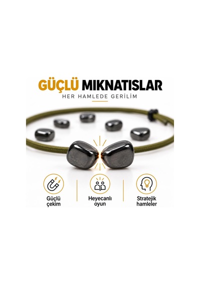 24 Parça Manyetik Taş Strateji Zeka Oyunu Ayarlanabilir İpli Taşınabilir 5 Farklı Zorluk Seviyeli Oyun