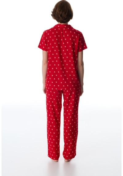 Penti Kırmızı Tiny Hearts Düğmeli Gömlek Pantolon Pijama Takımı
