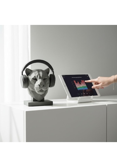 Happy3dworld Kaplan Figürlü Kulaklık Standı, 3d Baskı Low Poly Masaüstü Dekor