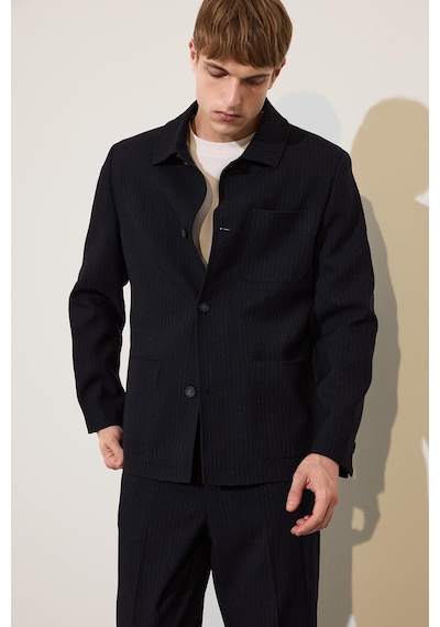 Defacto Regular Fıt Polo Yaka Pamuk Astarlı Blazer Ceket G7970ax26aubk81 Siyah-bk81