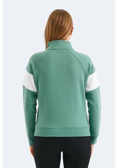 Slazenger Vıctory 2 Li Set Kadın Fermuarlı Dik Yaka Cepli Yeşil - Siyah Sweatshırt