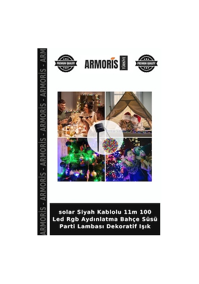 Solar Siyah Kablolu 11m 100 Led Rgb Aydınlatma Bahçe Süsü Parti Lambası Dekoratif Işık Diğer