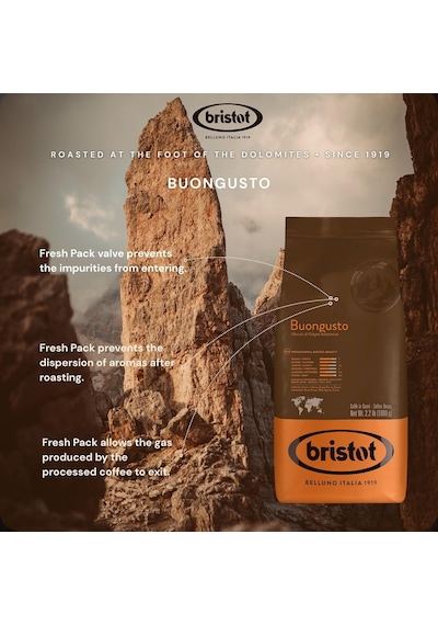 Bristot Buongusto Orta Kavrulmuş Premium İtalyan Espresso Çekirdek Kahve 1 KG