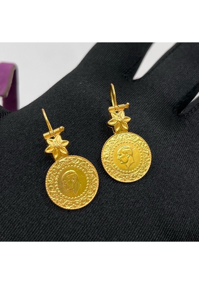 22 Ayar Altın Küpe Çeyrekli Takoz 5.93gr - K01097