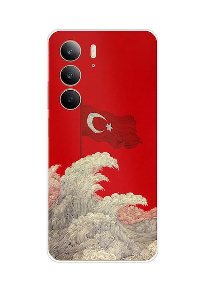 Realme C75 Uyumlu Ay Yıldız Türk Dalgası Baskılı Silikon Kılıf