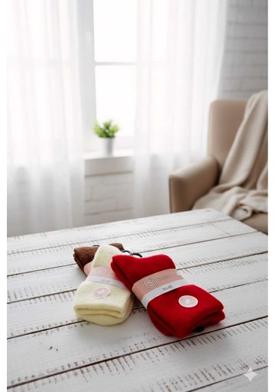 Angora Yün Çorap 3 Adet Set 4
