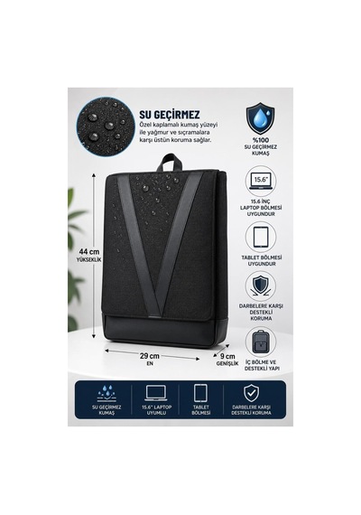 15.6 İnç Uyumlu 3 Bölmeli Korumalı Su İtici Kumaş Özellikli Laptop Ve Tablet Girişli Okul & Günlük Sırt Çantası Geniş Hacimli Unisex