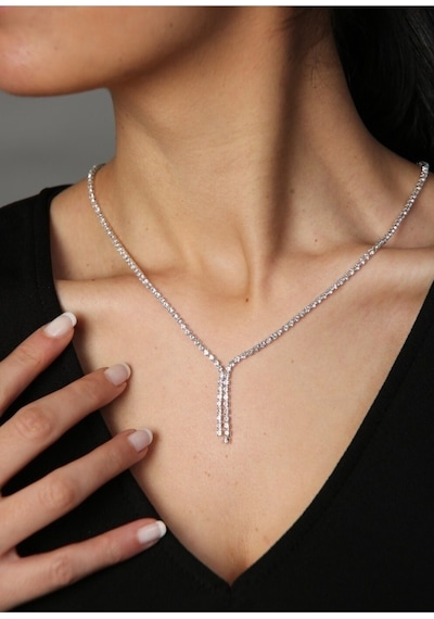 X-lady Accessories Gümüş Renk Zirkon Su Yolu Abiye Kolye - 2418 Kırmızı
