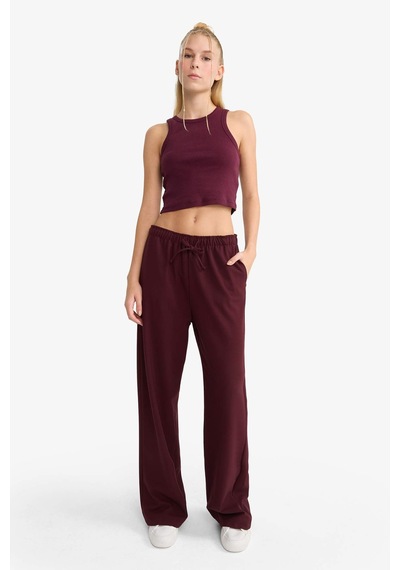 Defacto Wide Leg Normal Bel Standart Boy Pantolon C1428AX25AU Bordo