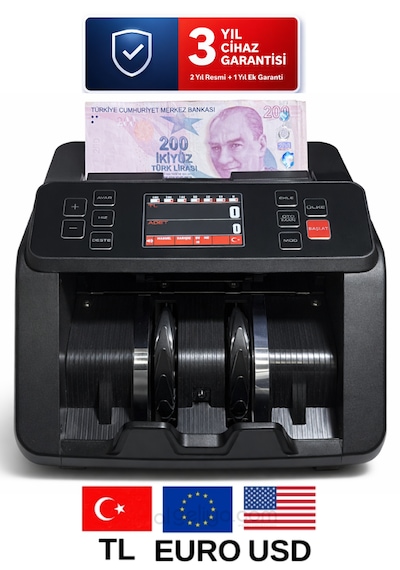 Sesli Karışık Para Sayma Makinesi Mıx 80, Tl Ve Euro Karışık Sayım - Dolar Adet Sayım Müşteri Ekranı