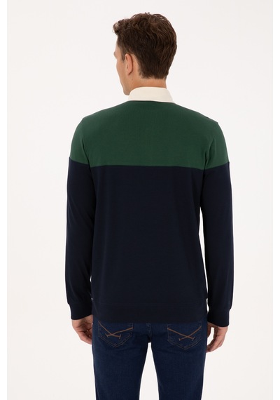 U.S. Polo Assn. Erkek Regular Fit Polo Yaka Koyu Yeşil Sweatshirt 50316428-VR079
