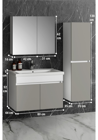 Çiğdem 80+35 Cm Beyaz-inox Balon Mdf Seramik Lavabolu Sepetli Asma Banyo Dolabı Takımı Beyaz - Inox Çiğdem 80+35 Cm Beyaz-inox Balon Mdf Seramik Lavabolu Sepetli Asma Banyo Dolabı Takımı Beyaz - Inox