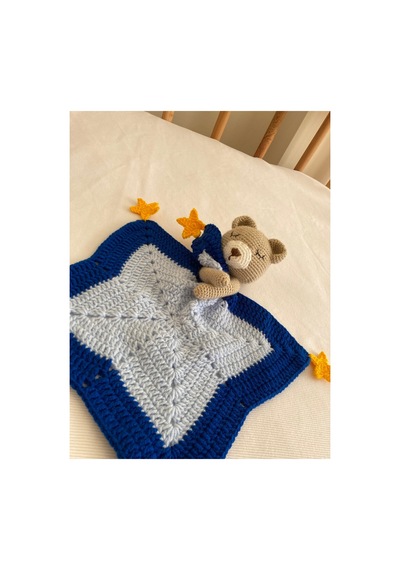 El Örgüsü Amigurumi Sevimli Bebek Uyku Arkadaşı Lacivert Lacivert