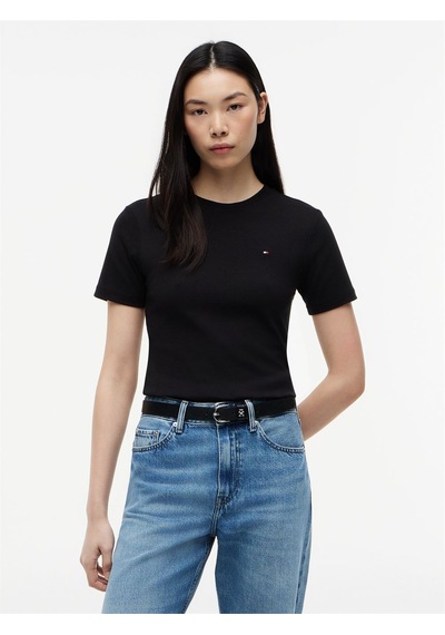 Tommy Hilfiger Slım Cody C-nk S/s Tee Kadın Siyah T-shirt - Ww0ww40587