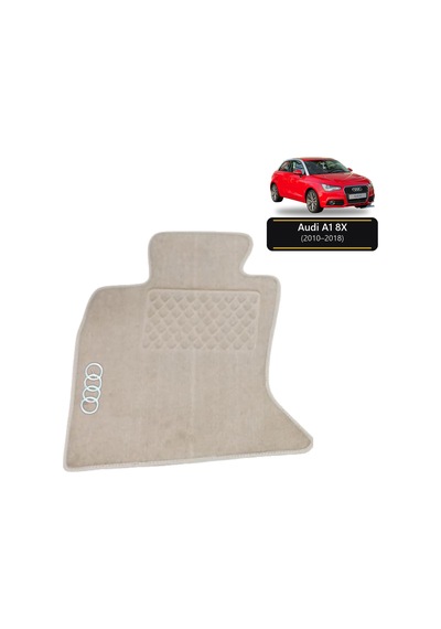 Oto Halı Paspas Seti Audi A1 8x 2010 2018 Uyumlu - Bej Logolu Kaymaz & Şık Tasarım