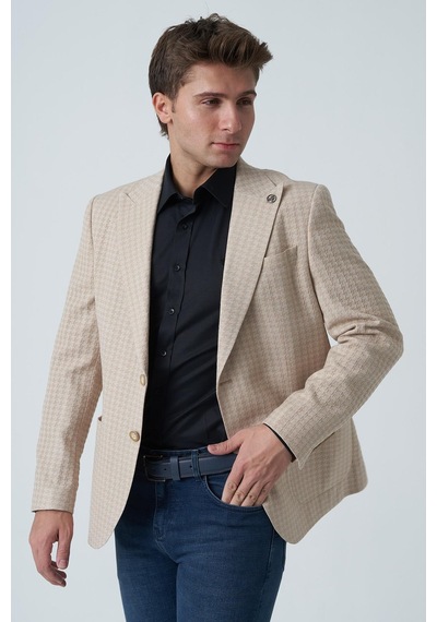 White Stone Alcácer Do Sal C4015 Slim Fit 6 Drop Ceket Desenli DESENLİ