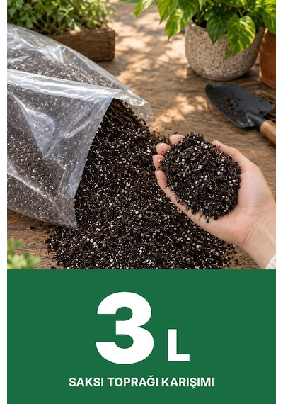 Premium Saksı Toprağı Karışımı --- Saksına Göre, İhtiyacın Kadar --- Jiffy Sphagnum Torf + Perlit + Cocopeat --- Steril, Böcek Yapmaz 3 L