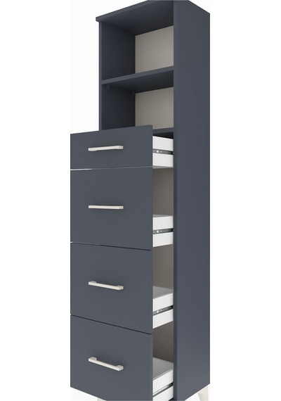 Arges Dolap 2 Raflı 4 Çekmeceli 44x30x182 Antrasit-antrasit Antrasit