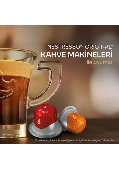 Jacobs Lungo 8 Intenso Nespresso Uyumlu Kapsül Kahve 10 Kapsül X 5 Adet Kapsül Kahve