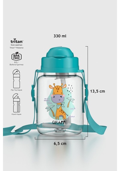 Renga Dore Desenli 330 Ml Pipetli Tritan Bebek Suluk 912123 Mavi