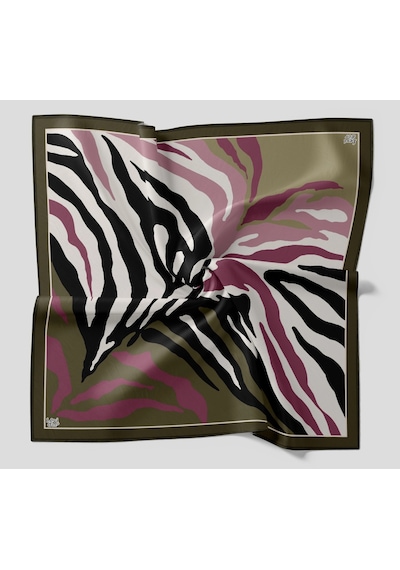 Levidor Kristal Eşarp Zebra Desen Haki