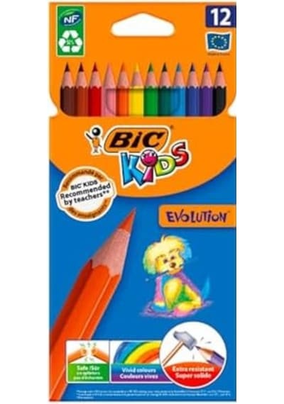 Bıc Kids Kuru Boya Kalemi, 12'li Kutu, Kıymık Oluşturmaz, Çiğnemeye Karşı Dayanıklı, Kolay Açılır 0
