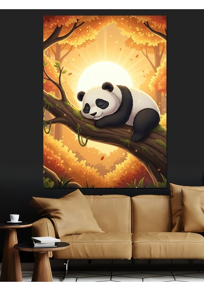 Ahşap Tablo Ağaç Üstünde Panda Yavrusu