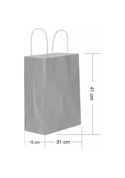 Roll-up Kraft Çanta Gümüş Büyük Boy 31x41cm 25 Adet 6'li Paket