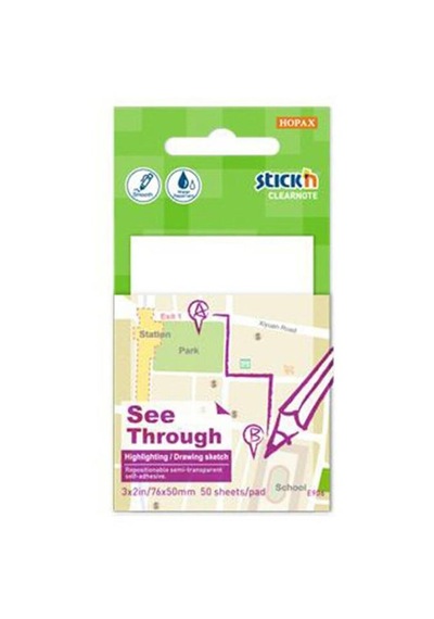 Hopax Stickn Yapışkanlı Not Kağıdı Yarı Saydam 50 Yaprak 76x51 Mm Beyaz