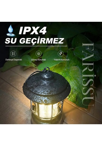 Alaska Retro Şarjlı Kamp Lambası - Ipx4 Su Geçirmez, Dimmer Ayarlı, 1200mah Led Fener Renkli