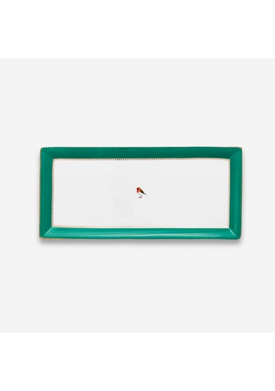 Yeşil Porselen Servis Tabağı 33,3x15,5 Cm