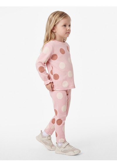 Koton Puantiyeli Pamuklu Uzun Kollu Bisiklet Yaka Pijama Takımı Pembe Desenli 7wmg10003ak