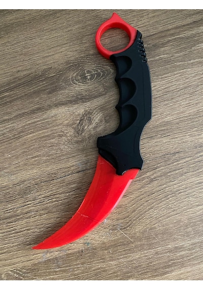Riva Self 3d Baskı Farklı Renkler Taktiksel Parmak Halkalı Hobi Ve Dekoratif Maket - 16 Cm Kırmızı Siyah