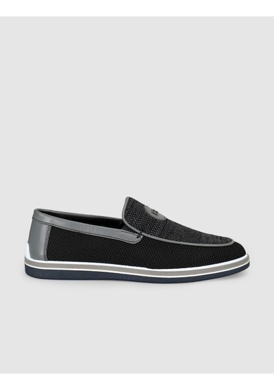 Cabani Triko Detaylı Siyah Erkek Loafer