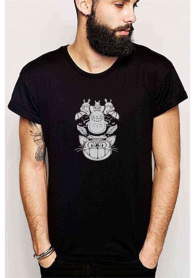 Totoro Baskılı Siyah Erkek Tshirt (530969611)