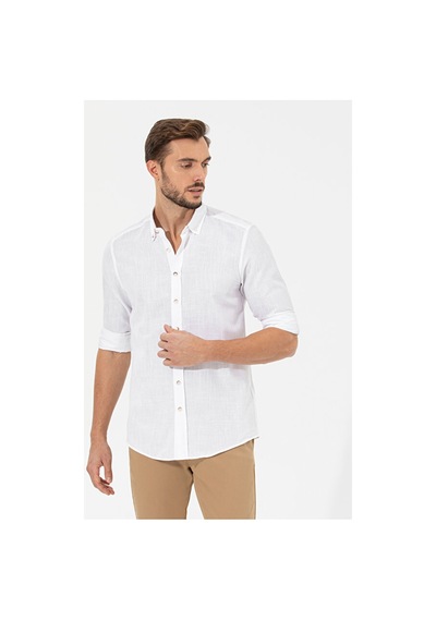Pierre Cardin Slim Fit Uzun Kollu Gömlek 50268183-vr013 Beyaz