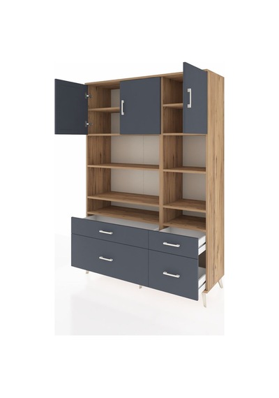 Hyperion Dolap 10 Raflı 4 Çekmeceli 3 Kapaklı 132x44x195 Çam-antrasit/antrasit Antrasıt/antrasıt Hyperion Dolap 10 Raflı 4 Çekmeceli 3 Kapaklı 132x44x195 Çam-antrasit/antrasit Antrasıt/antrasıt