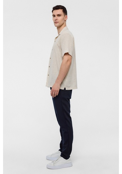 Backandbond Natural Relaxed Fit Küba Yaka Kısa Kollu Gömlek