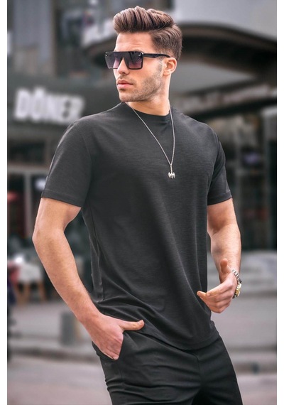 Madmext Siyah Regular Fit Basic Erkek Tişört 6069 Siyah