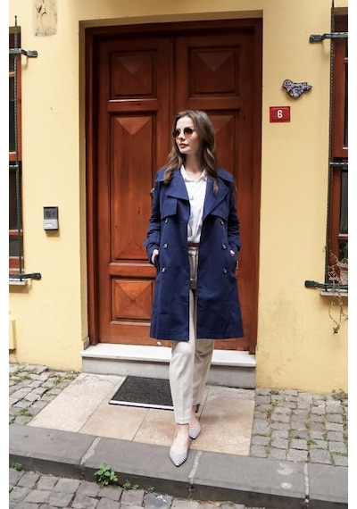 Pastelastore %100 Pamuk Gabardin Midi 95cm Astarlı Kemerli Kadın Trençkot 1113 Lacivert Pastelastore %100 Pamuk Gabardin Midi 95cm Astarlı Kemerli Kadın Trençkot 1113 Lacivert