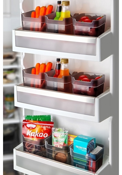 Kitchen Life Büyük Boy 12'li Çok Amaçlı Buzdolabı Kapak Içi Düzenleyici Kutu -çok Amaçlı Organizer 0,95ml
